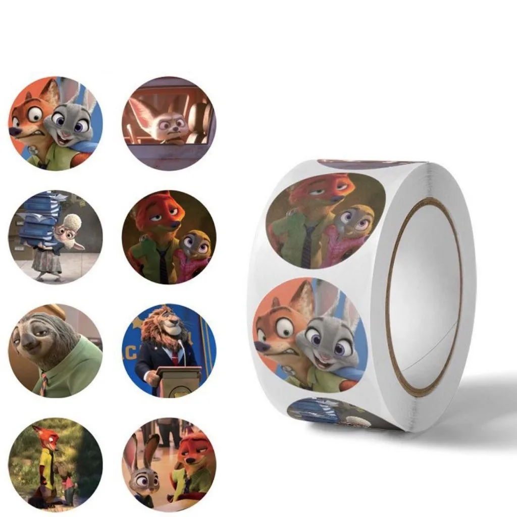 500 قطعة/لفة ملصقات Zootopia مجموعة ملصقات لطيفة على شكل شخصية مكافأة الطالب وملصقات الحمد ملصق حلوى للحفلات الكرتونية #1