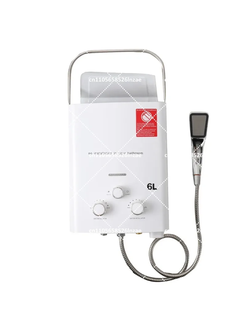 6L Propane Gas Tankless Water Heater 12KW Stainless Steel Instant Hot Water Heater for Outdoor Camping with Shower Head Kit
