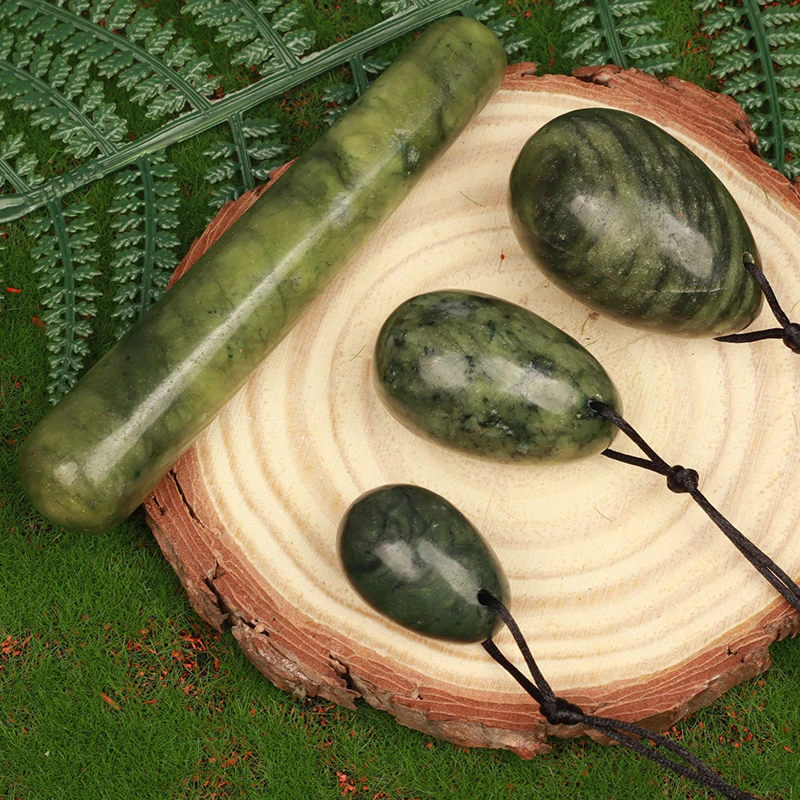 Drilled Helu Jade Egg Set Natural Stone Xiuyan Jade Massage Yoni Ball Pelvic Kegel Exercise Tool Tightening Vaginal Muscle