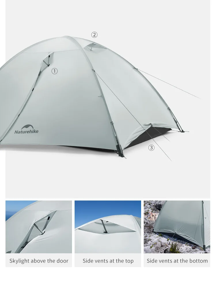 Naturehike 2026 Neues Ultraleichtes Wasserdichtes Atmungsaktives Zwei-Personen-Wanderzelt Outdoor Sechs-Fenster-Campingzelt mit Schnellaufbau – Detail 8