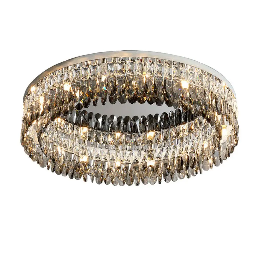 

Modern Crystal Living Room Chandelier Ceiling Light Luxury Restaurant Parlor Glass Stainless Steel Hanging Lamp Fixtures