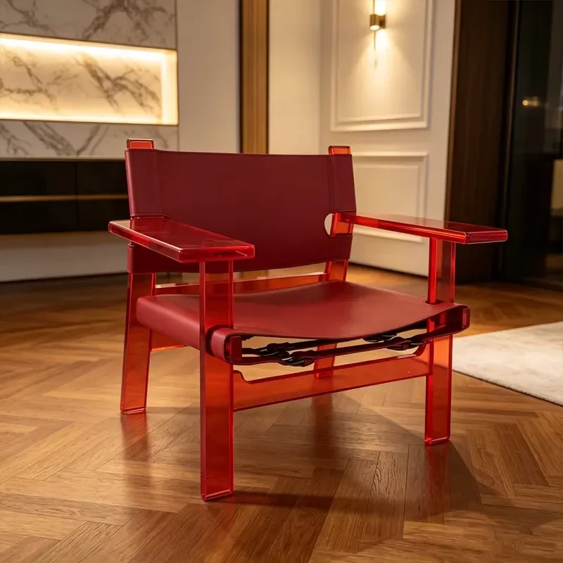 Luxury Modern Spanish Style Acrylic Frame Chair Leisure Stool with Backrest Living Room Home Decoration Armchair