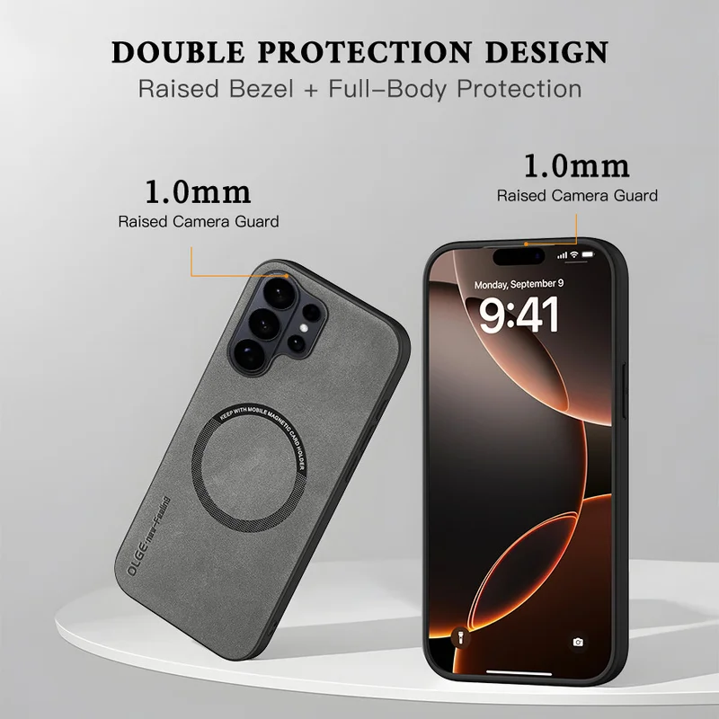 For Samsung Galaxy S25 S24 S23 Ultra A56 A36 Magnetic Suede Leather Phone Case Shockproof Wireless Charging Back Cover