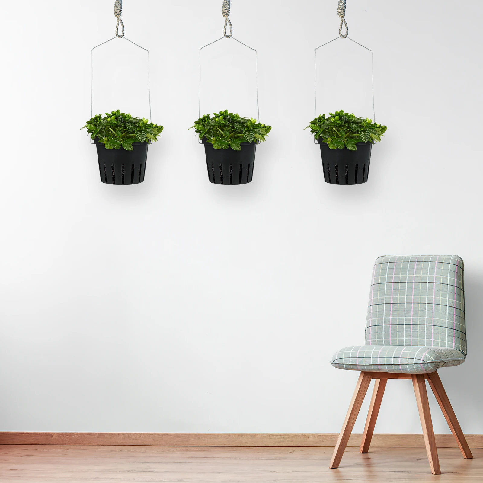 

8pcs Black Pots Hanging Planters Wall Hanging Planters For Indoor Plants Breathing Holes Wall Planter Balcony Garden Indoor