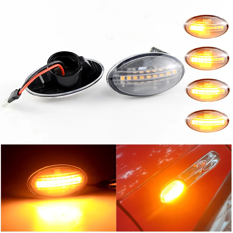 

2PCS for BMW Mini Cooper R50 02-06 R52 04-08 R53 2002-2006 Hatchback Car LED Dynamic Side Marker Lights Turn Signal Lamps Canbus