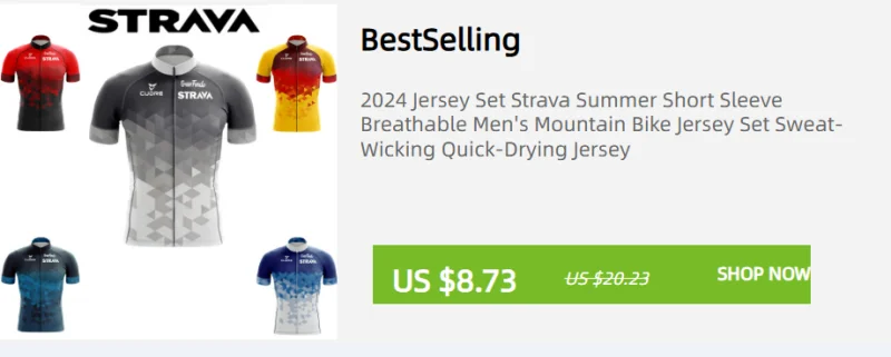 Strava Herren-Radsport-Outfit, Fahrrad-Shorts, Rennrad, Sport-Set, Mountainbike-Trikot, atmungsaktive Sommerkleidung, Pro-Uniform – Detail 1