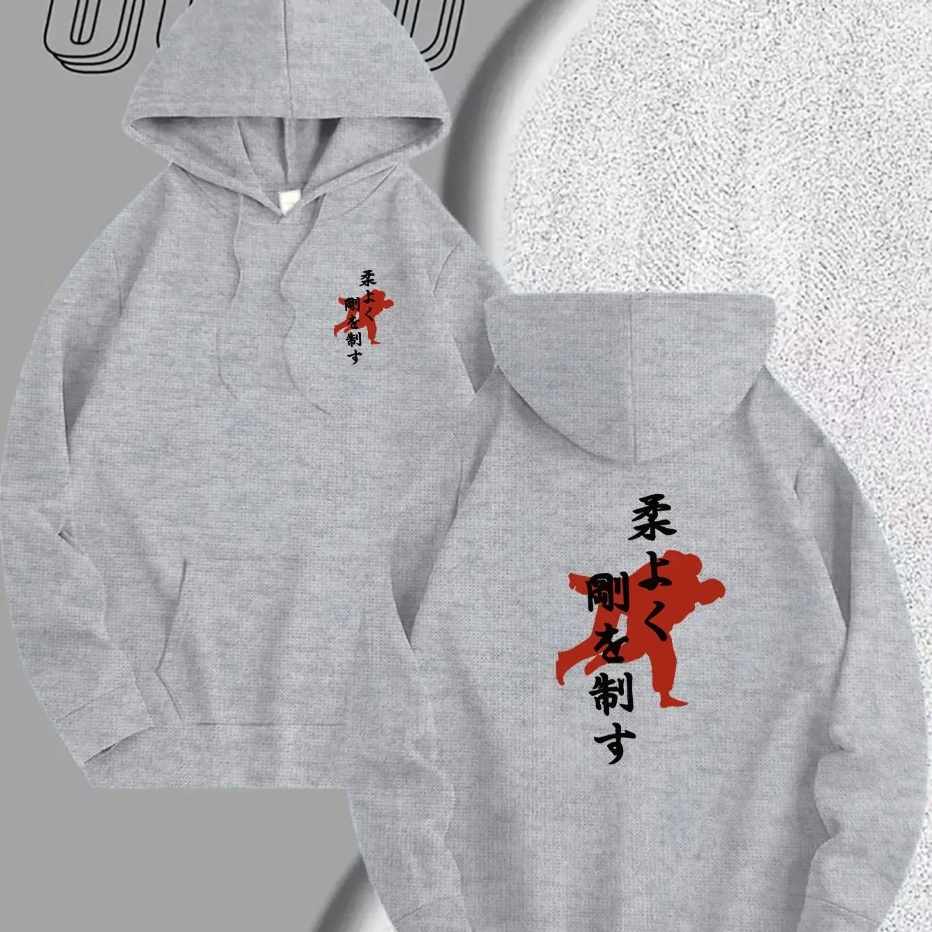 Japanese Oni Mask Geisha Sakura Back Print Hoodie Retro Samurai Tattoo Style Unisex Loose Fit