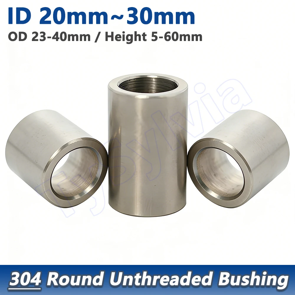 Inner Dia 20mm~30mm 304 Stainless Steel Bushing Washer Gasket Unthreaded Round Hollow Standoff Spacer Sleeve OD 23~40mm