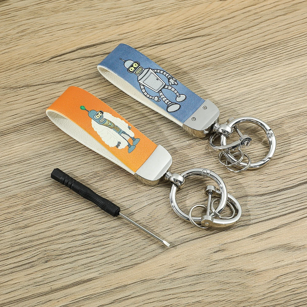 الكوميديا أنيمي فوتثرما المفاتيح لطيف روبوت مطبوعة قلادة Keyrings لحقيبة الظهر اكسسوارات حامل مفتاح معدني قابل للفتح