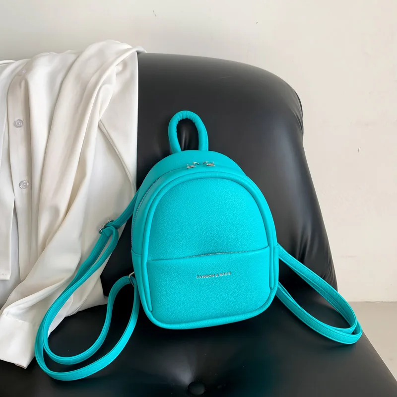 Mini Backpack For Women 2023 Fashion Blue Black Pu Leather Shoulder Bag For Teenage Girls Small Bagpack Student School Backpack