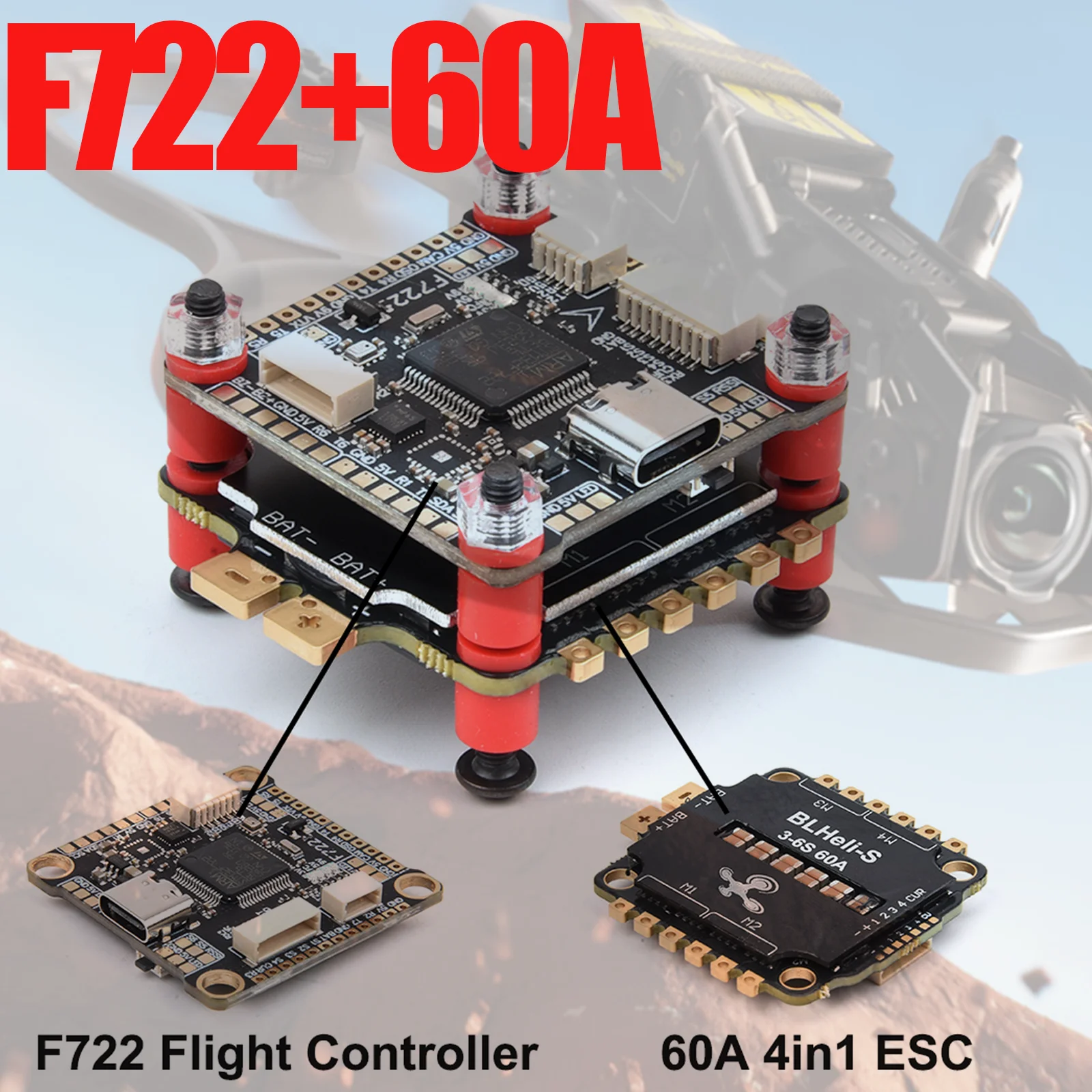 

F7 F722 F4 F405 Управление полетом 60A ESC Stack 3-6S 30,5 мм для FPV-дронов DJI OSD 16 МБ Blackbox, совместимый Mark4 APEX XL 5-10 дюймов