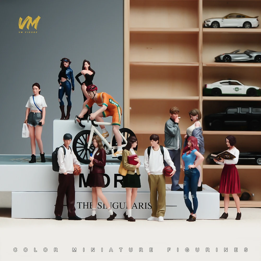 

Exquisite Painted 1/24 1/18 Campus Couple Casual Fashion Boys Girls Miniature Figure Street Scene Model 3D Diorama Doll Props