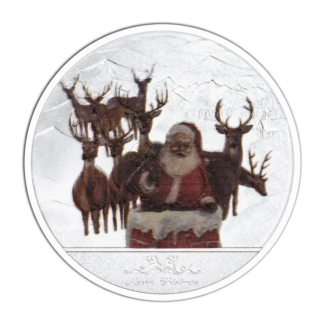 Merry Christmas and Happy New Year Souvenirs Coins Silver Plated Santa Claus Xmas Collection Coin Home Decorations