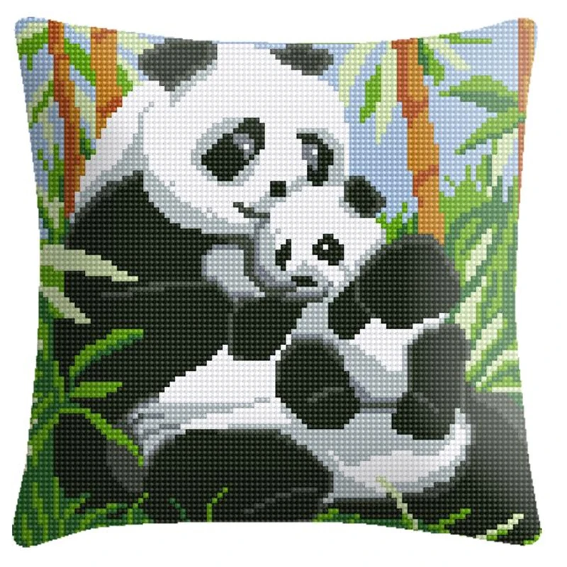 Embroidery kits cross stitch panda cross stitch kits pillow Material for handicraft embroidery yarn pillowcase 6CT