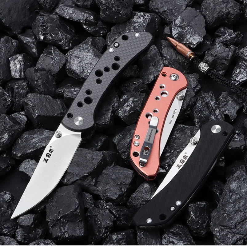 SANRENMU SRM 9165 12C27 Steel Rescue G10 Survival Tool Outdoor Camping EDC Mini Tactical  Huinting Pocket Folding Knife