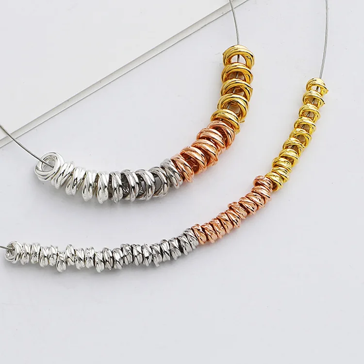 5pcs/Lot 925 Sterling Silver Twisted Round Loose Beads 3/4.2mm Bracelets Necklace Silver Spacer Circle Beads DIY Jewelry Crafts