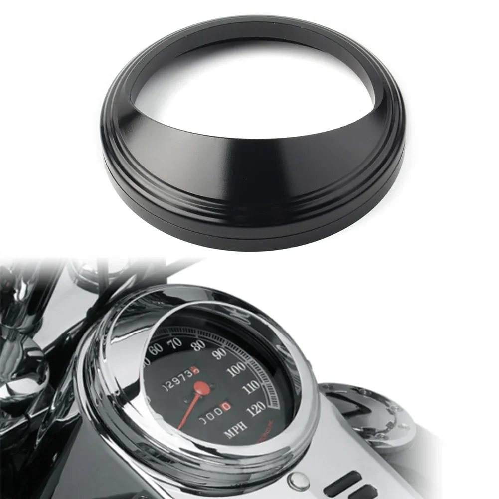 Chrome/Black Motorcycle Speedometer Trim Bezel Ring Visor Cover For Harley Touring Road King Dyna Softail with 5