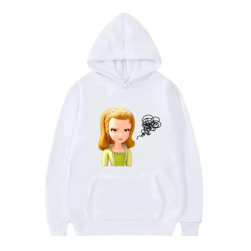 Disney Princess Pattern Moda Cartoon Donna Allentata Famiglia Grigia Primavera Top Vestiti Pullover Felpe con cappuccio economiche da donna