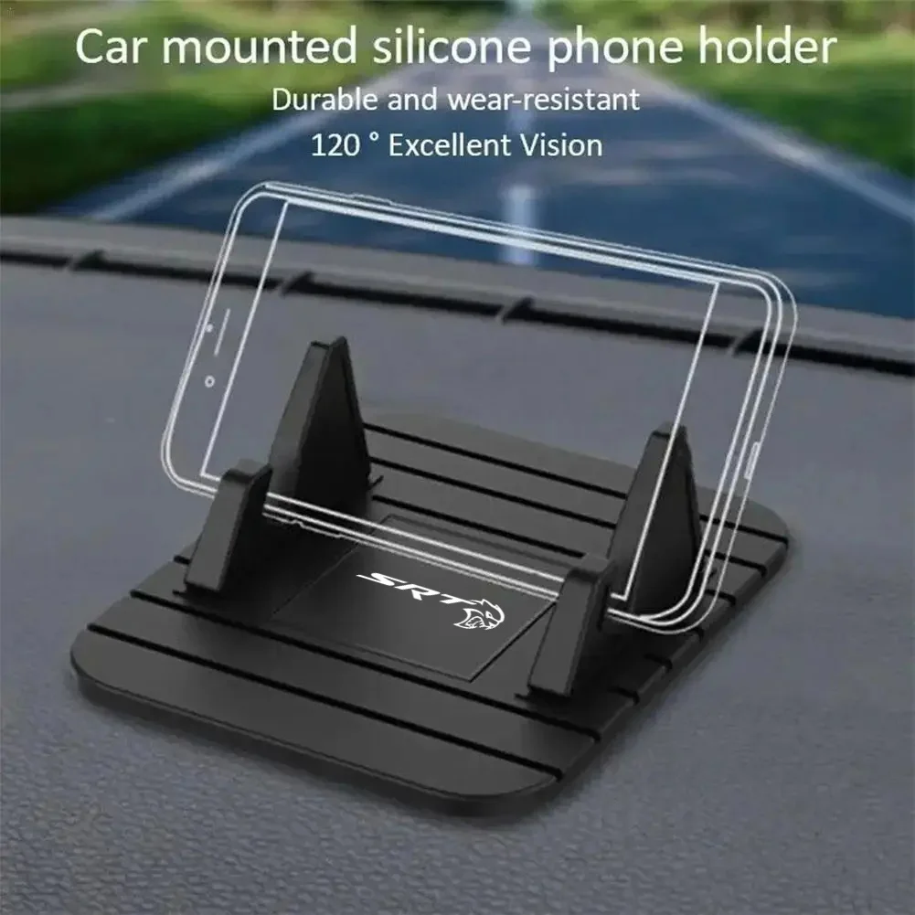 Car Phone Holder Multi-functional Anti-slip Car Silicone Holder Mat Pad For Dodge SRT Mopar Challenger Hellcat Redeye