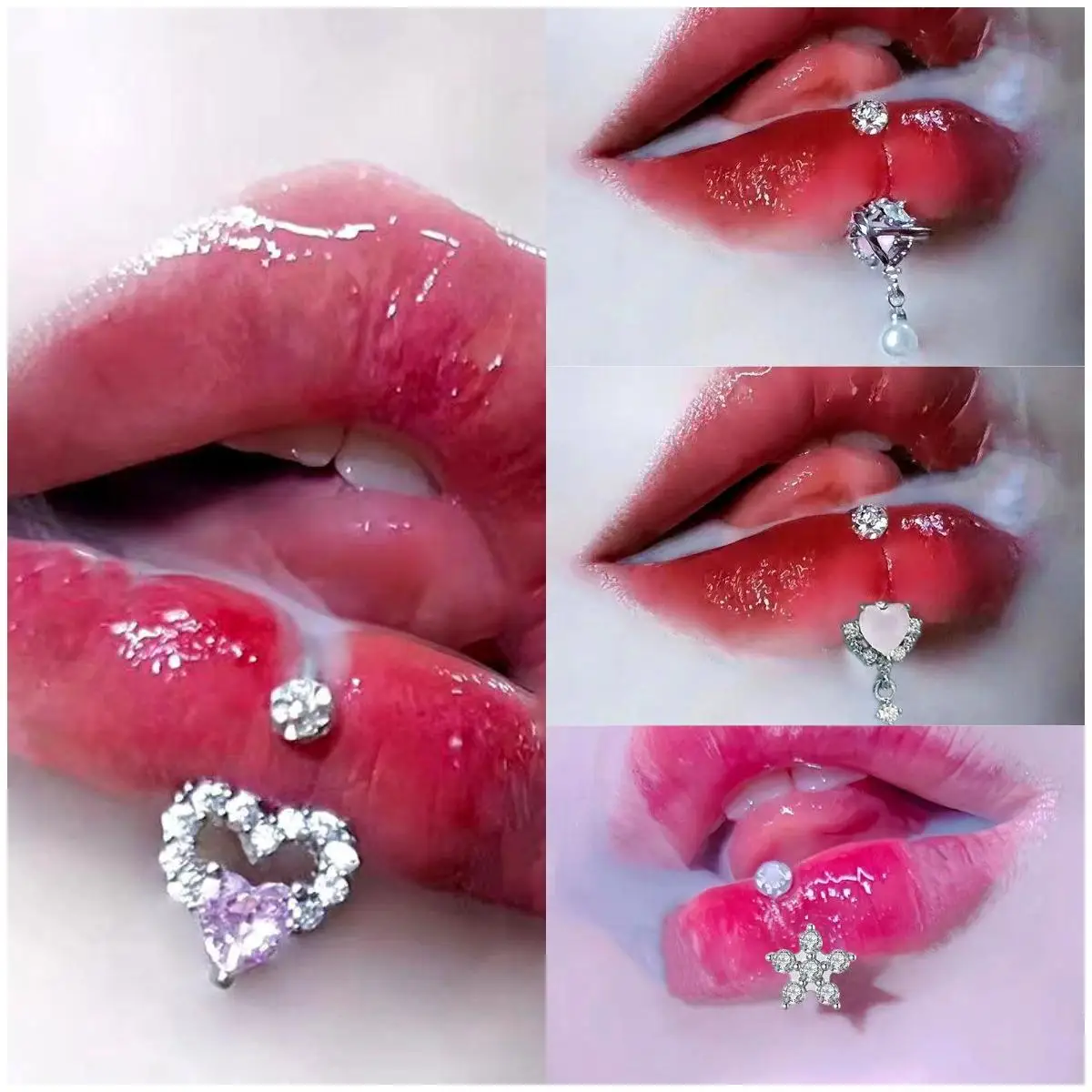 D-Ring Love Ball Lip Ring Sweet Lip Dings Comfortable