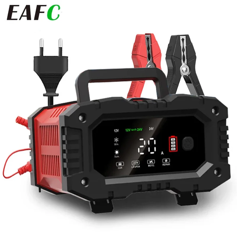 Автоматическое зарядное устройство EAFC для аккумулятора 12 В/24 В 20 А 7-сегментное интеллектуальное автомобильное зарядное ...
