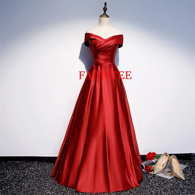 Long Prom Dresses V-Neck Off The Shoulder A-Line Pleat Floor-Length Satin Dress Elegant Dresses Evening Dresses Long Luxury 2022