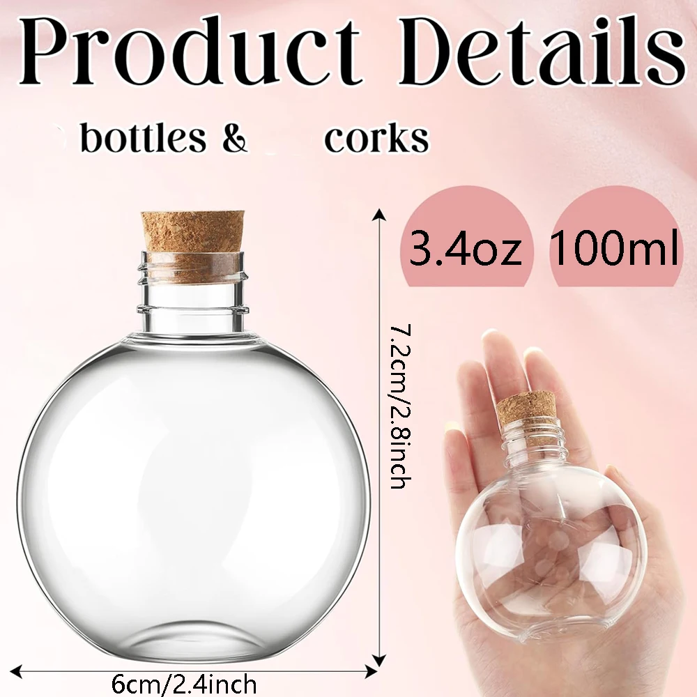 Ball Shape Plastic Sand Art Bottles Spherical Clear Plastic Potion Bottles Christmas Cocktail Ornament Balls for DIY Wedding
