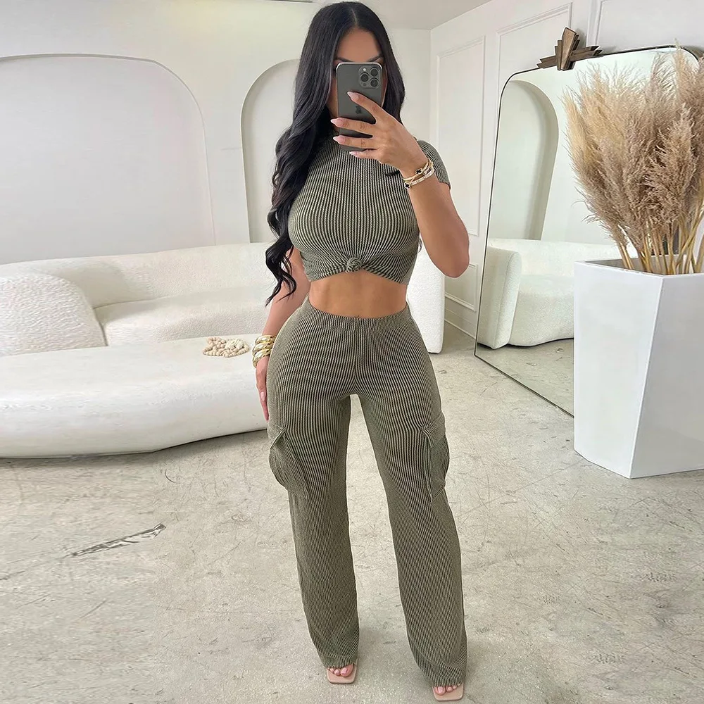 

Casual Women Tracksuit Biker Two Piece Set Shirt + Long Pants Sportsuit Clothes For Women Outfit