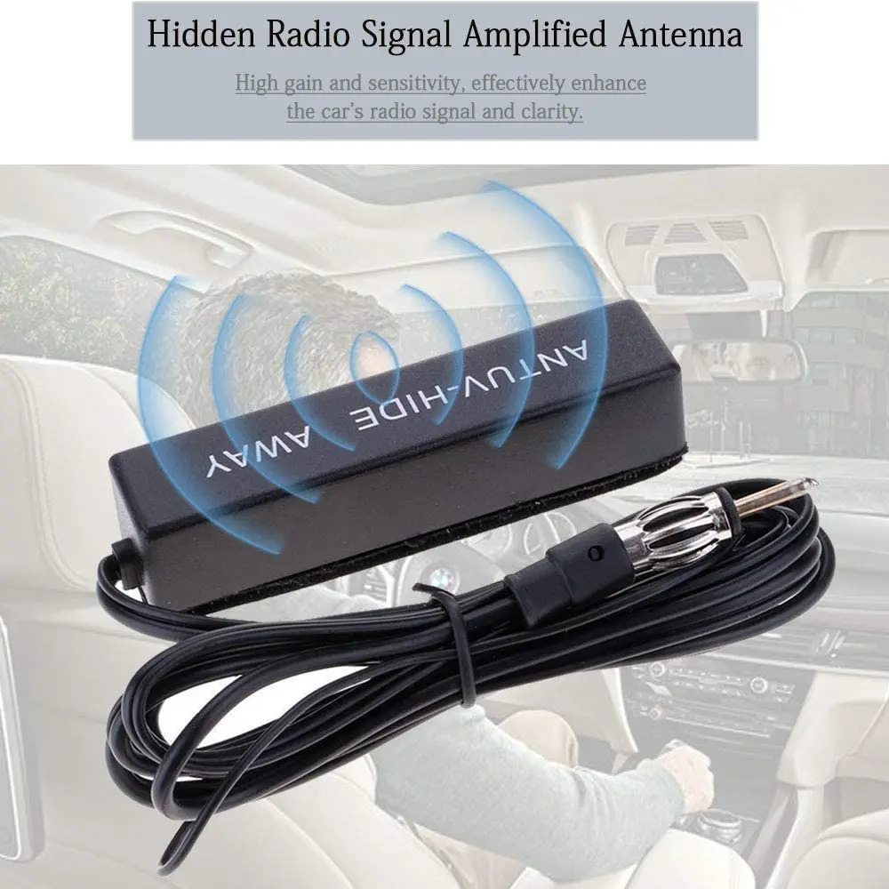 1pc Universal Car Hidden Amplifying  Antenna 12V Electronic Fm/am Radio Antenna Invisible Car Electronic Radio Antenna