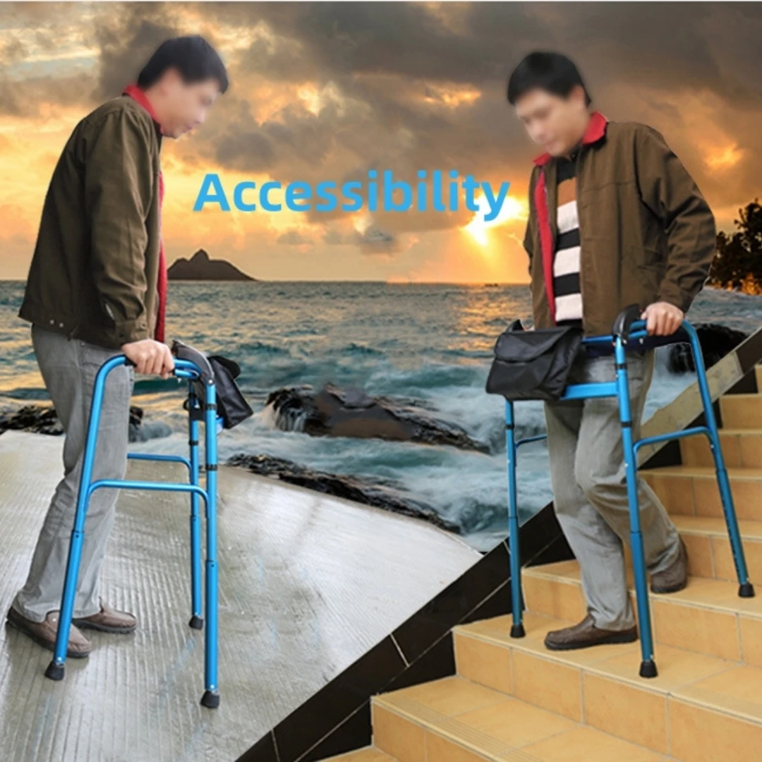 Elderly Disabled Walker For Aluminium Alloy Folding Step Device Got Up Auxiliary Crutches Height Adjustable  Up and Down Stairs