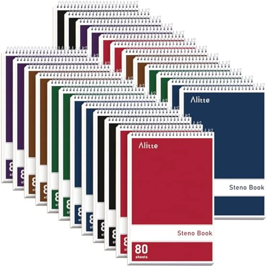 

Блокноты Steno Pads Spiral x9 - стандартные цвета - идеально подходят для работы, учебы и домашнего использования, легко отрывающиеся страницы, бумага с линовкой Gregg - без чернил.