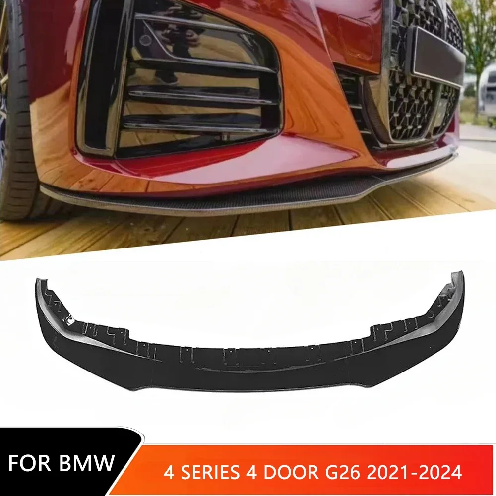 MP Style Front Bumper Spoiler Chin Shovel Diffuser Lip Splitter for BMW 4 Series 4 Door G26 2021-2024 Car Glossy Black Body Kits