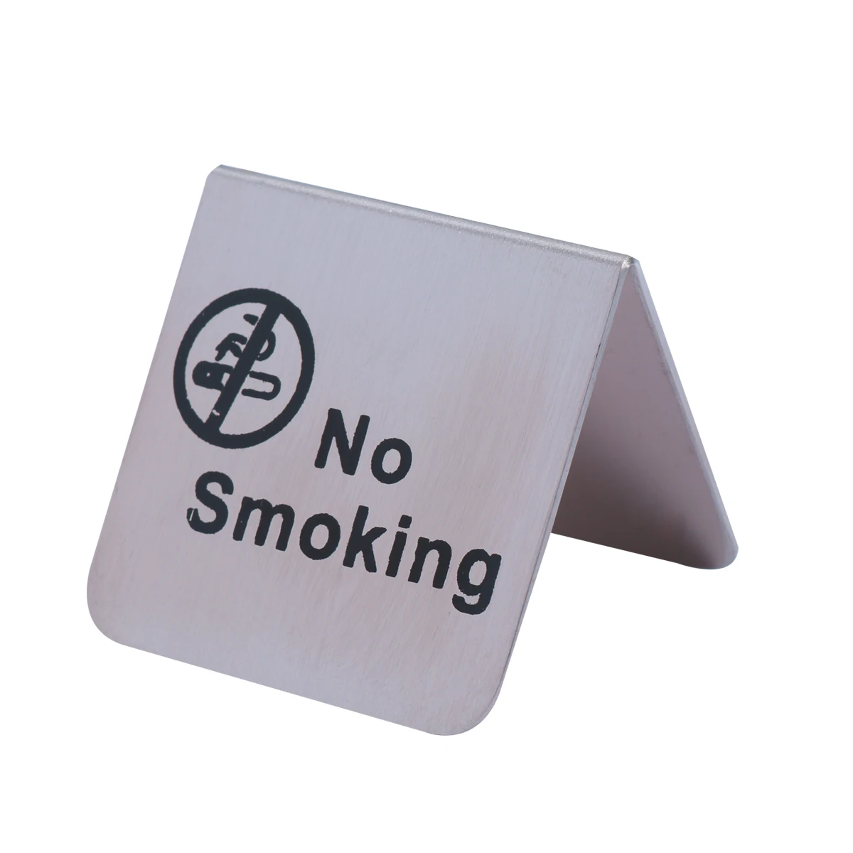 

Stainless Steel No Smoking Table Tent Sign Double Side Desktop Office Hotel Restaurant Wedding Home Rust Resistant Free