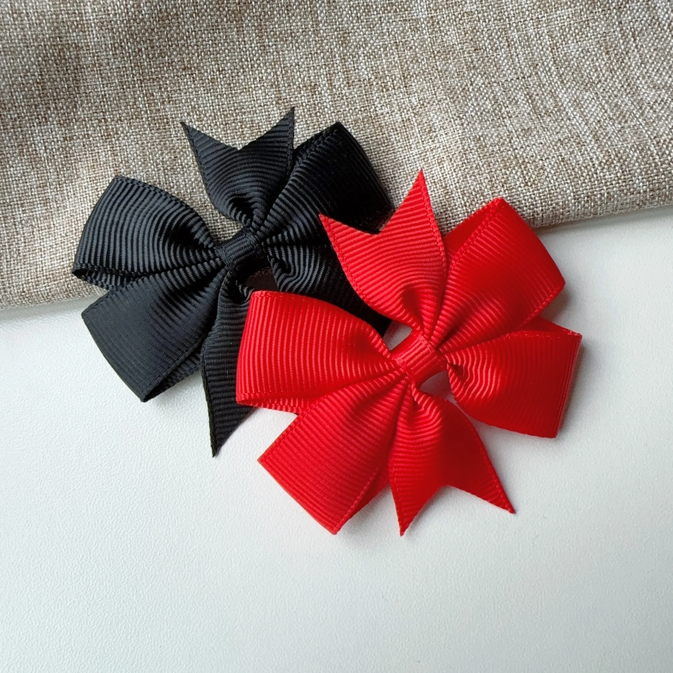 2 Pieces Solid Grosgrain Ribbon Hair Bows With Clips For Girls Small Bow Hairpins Children Handmade Hairgrips Hair Accessories