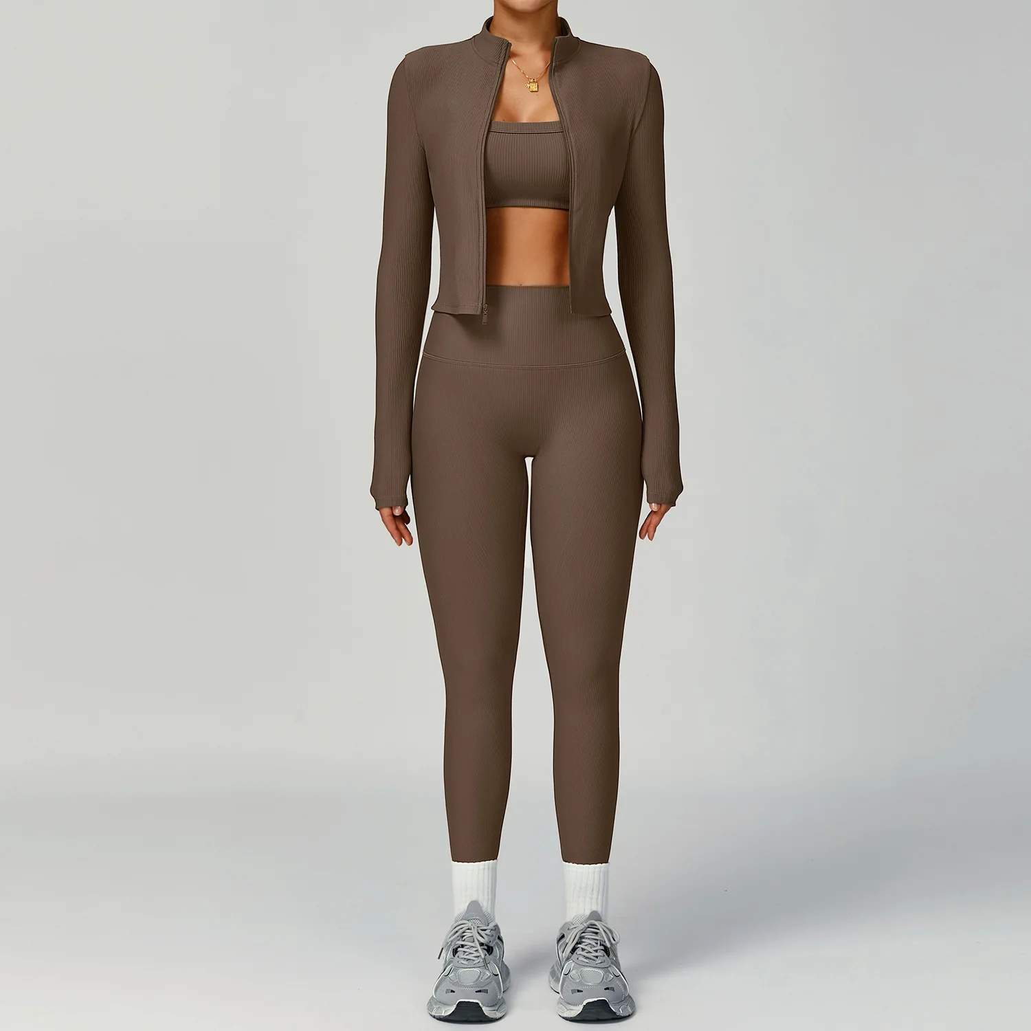 

Seamless Ribbed Yoga Sets 2 Pieces Workout Sets Women Gym Suits Ribbed Crop Tank High Waist Shorts Outfits Fitness Running Suit