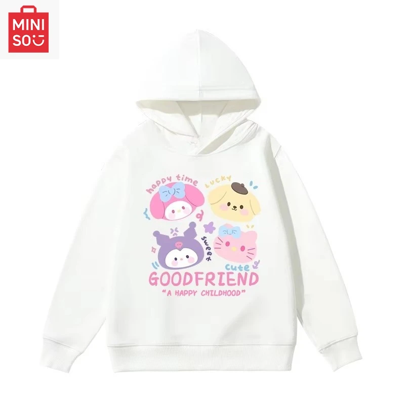 

Милый повседневный и модный топ Sanrio с мультяшным принтом, удобная и теплая толстовка с капюшоном на осень и зиму.