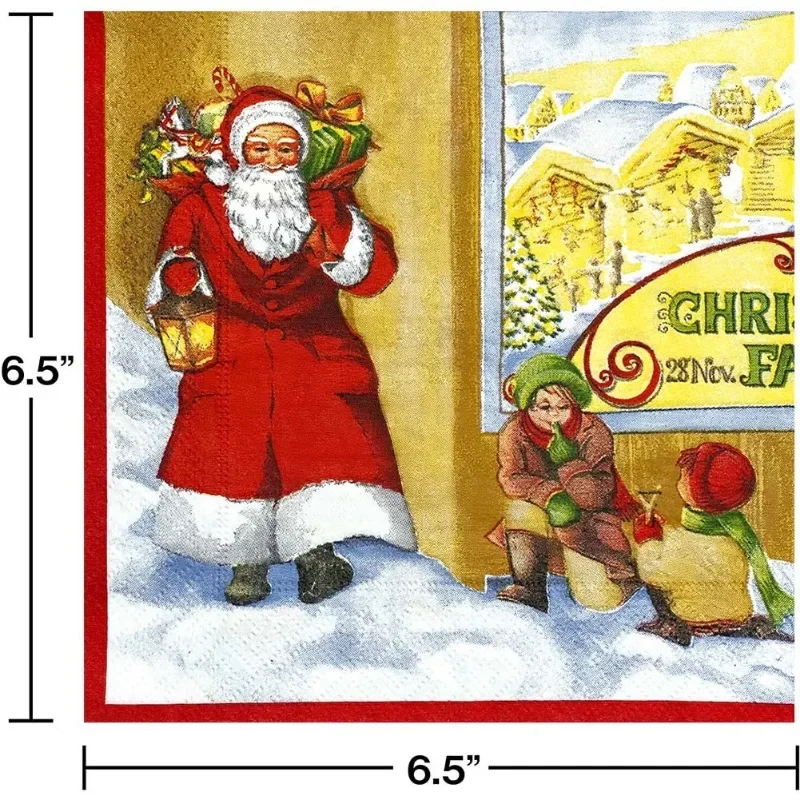 20pcs/Pac 33cm 2-Ply Snow Winter Christmas Series Printed Colorful Paper Napkins Christmas Party Decoration Supplies Napkins