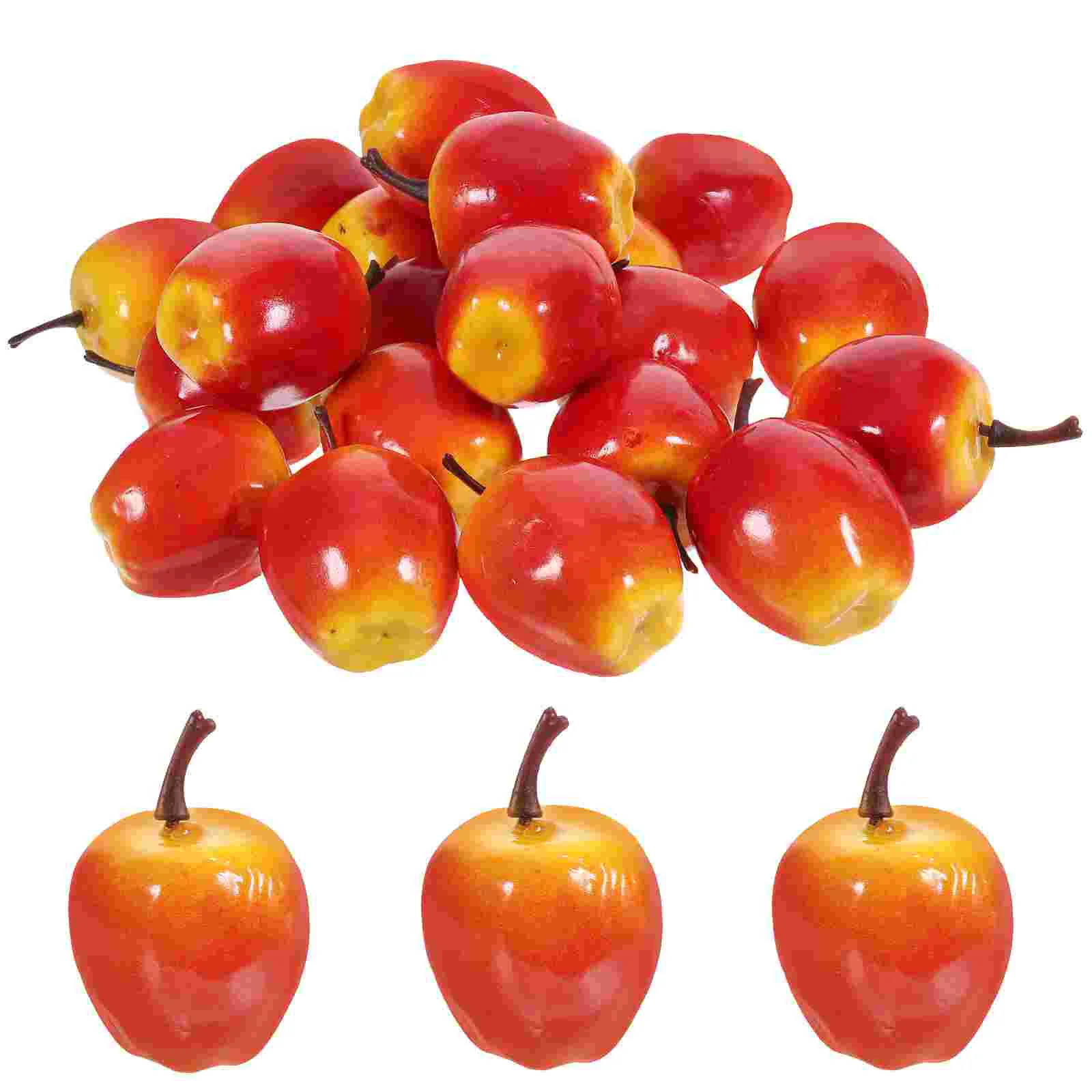 20 Pcs Simulated Small Fruit Model Set Decor Foams Apples Artificial Fake Centerpieces Models Red