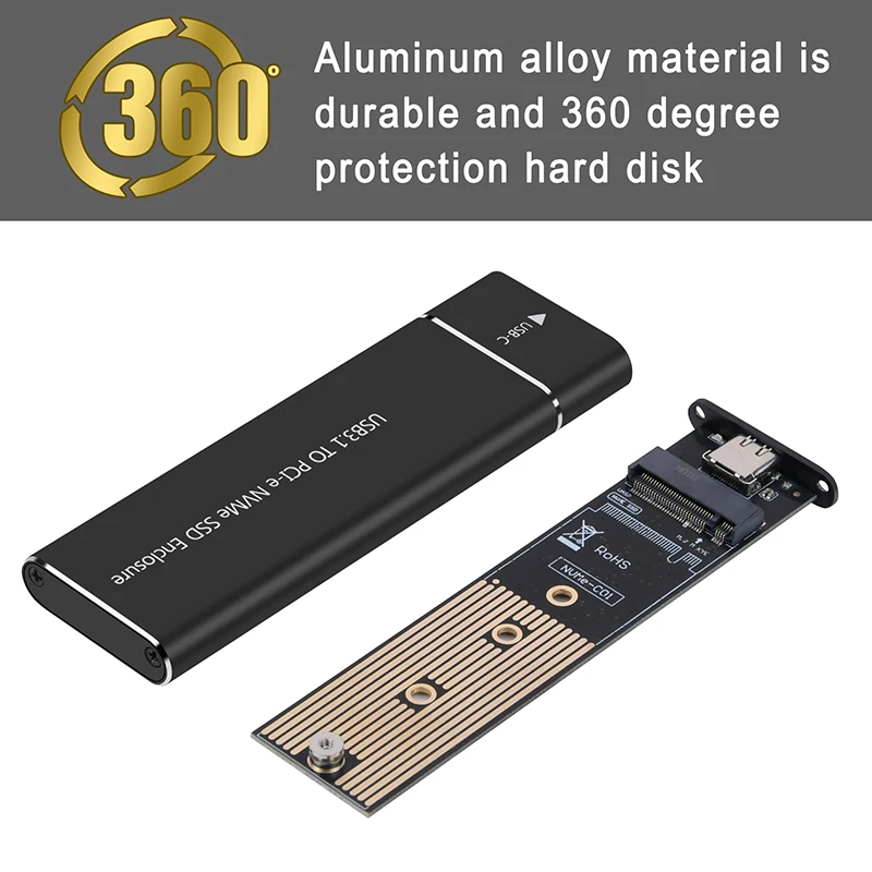 USB3.1 M.2 SSD Enclosure Mobile Case Supports External M2 NVME Protocol SSD to Type-C Metal Hard Disk Case for Laptop Desktop PC