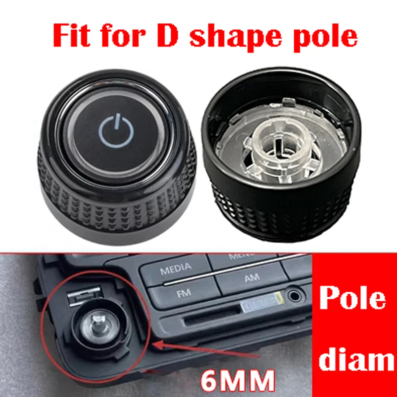 6mm Interior Radio CD Control Rotary Knob GPS Screen Switch Button For VW Cross Polo 5 6R GTI Vento Golf 6 Jetta A6 Bora Skoda