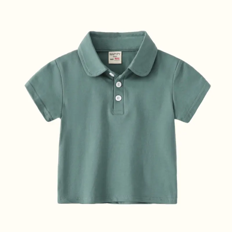 Camisa polo respirável infantil, gola virada para baixo, camiseta listrada, manga curta, tops de algodão, roupas para meninos, verão