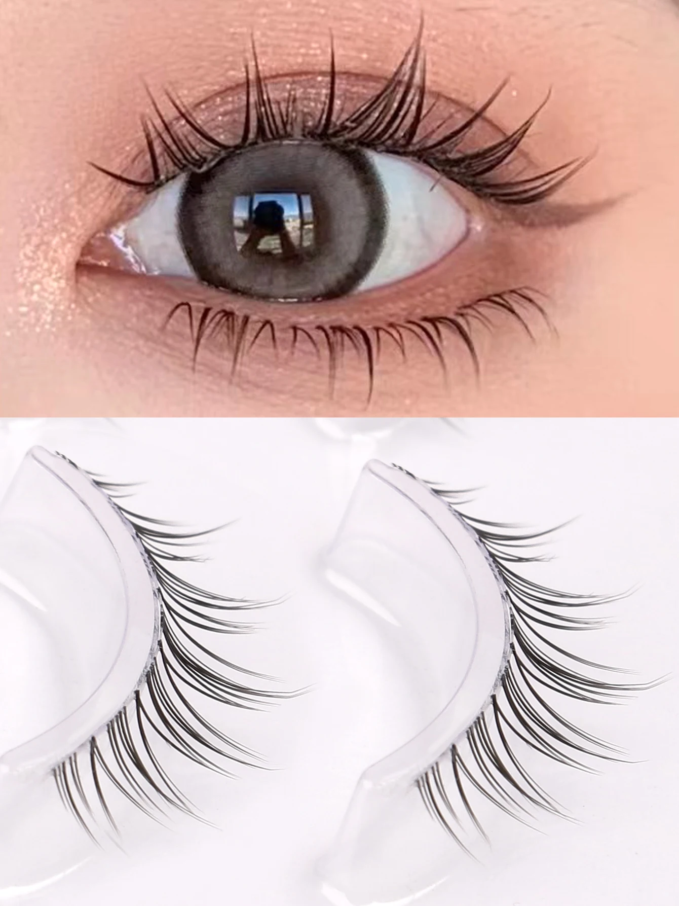GROINNEYA Koreanische Manga-Wimpern, 5 Paar falsche Wimpern, falsche Wimpern, natürliche Wispy, weiche Wimpernverlängerung, Comic-Auge, transparentes Band