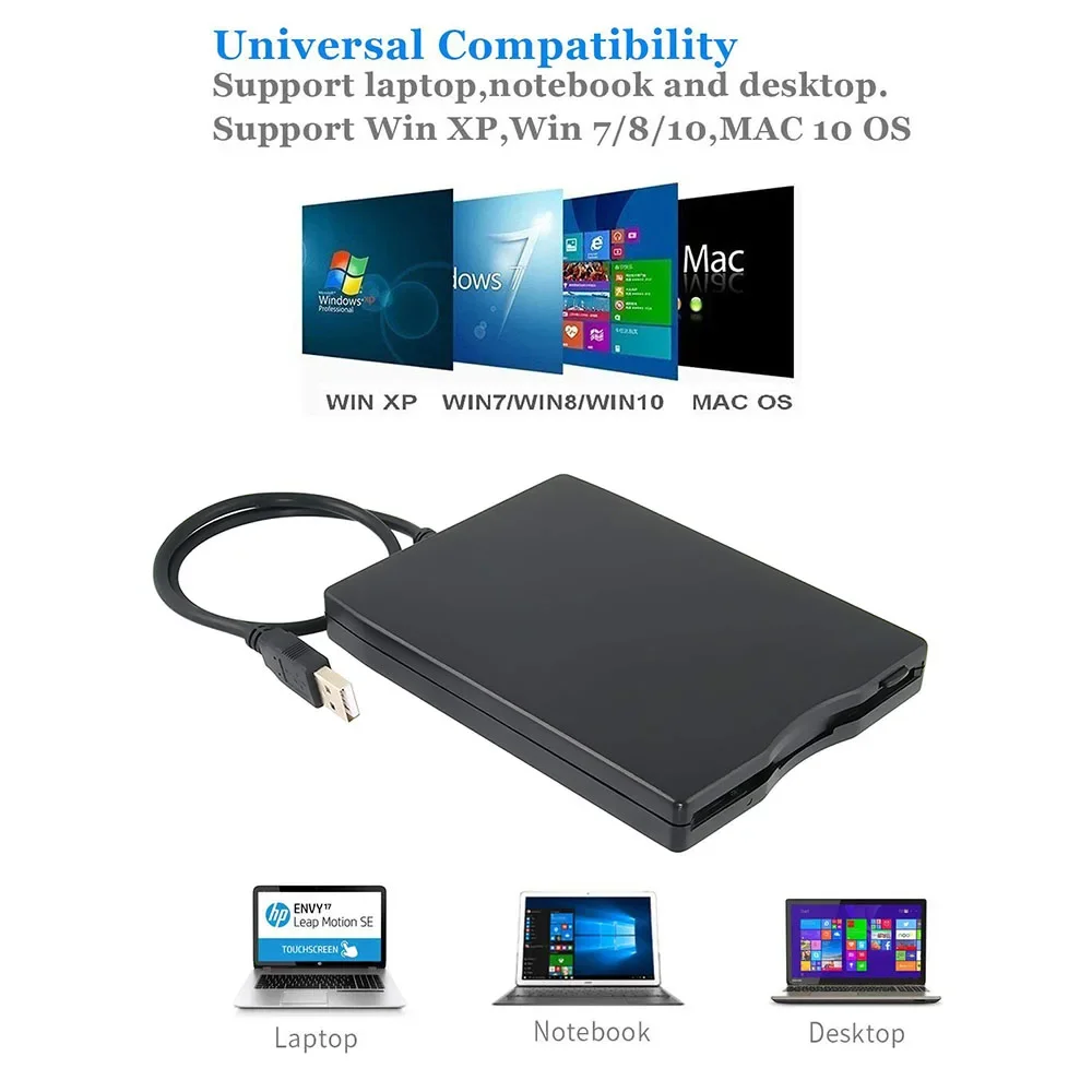 USB フロッピー ディスク リーダー ドライブ 3.5 インチ外部ポータブル 1.44 MB FDD ディスケット ドライブ Mac Windows 10/7/8/XP/Vista PC ラップトップ デスクトップ用