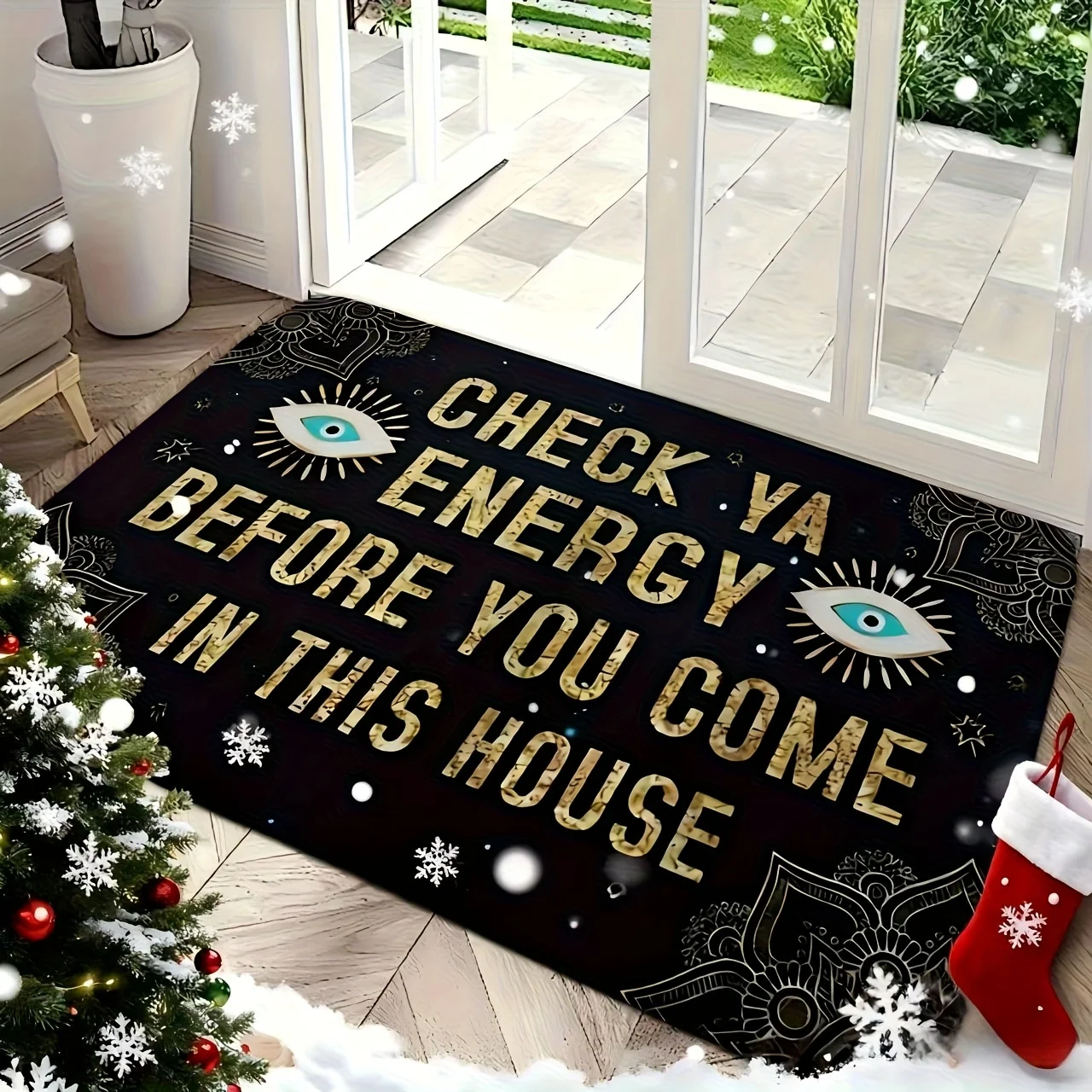 Quick Dry Rug Check Ya Energy Before You Come In This House Doormat with A Anti-Slip Back for The Entrance Way Indoor Bedroom