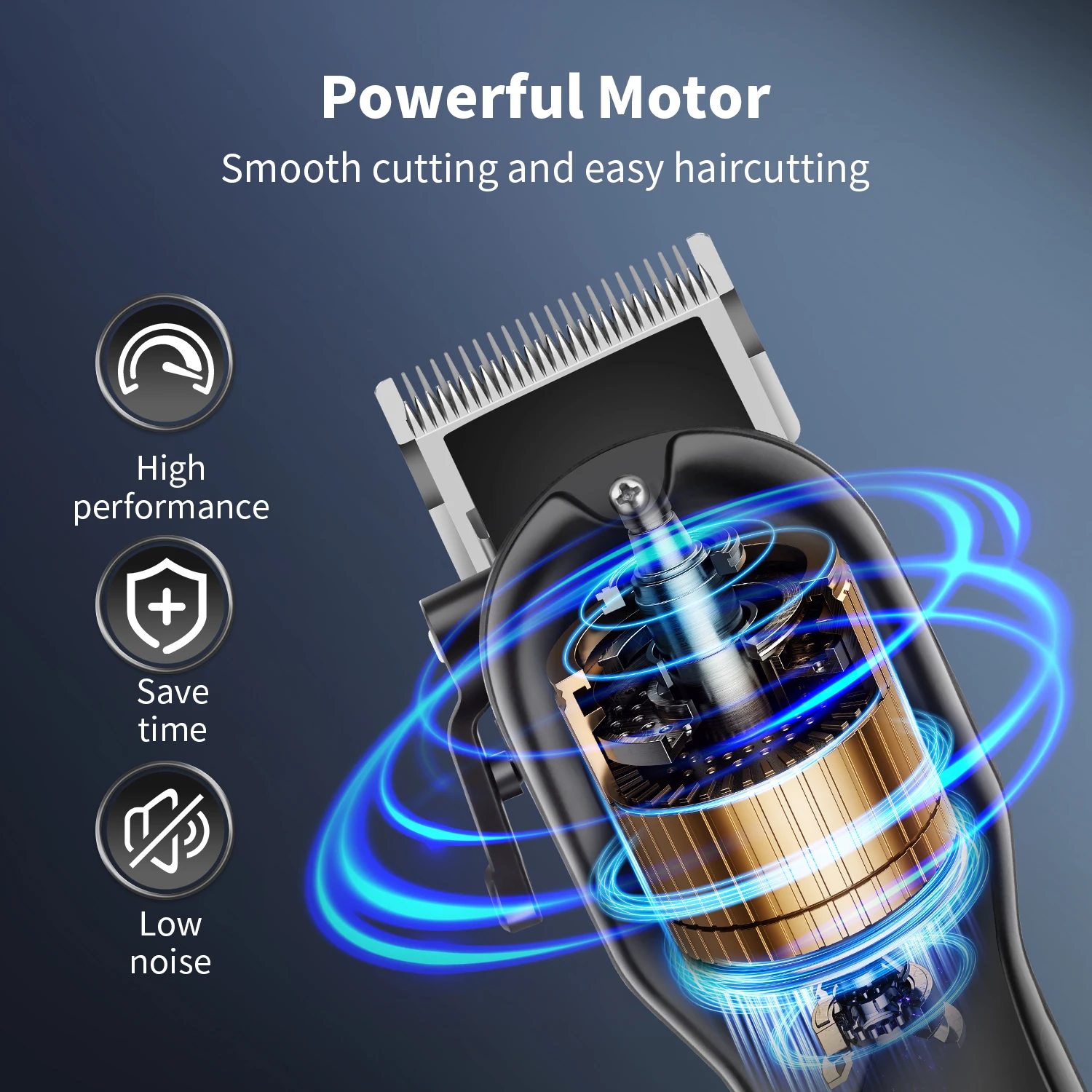 HIENA HYN-248 ماكينة قص الشعر الكهربائية ذات محرك عالي السرعة قابلة لإعادة الشحن ماكينة تشذيب الشعر الاحترافية مع قاعدة شحن باللون الأسود