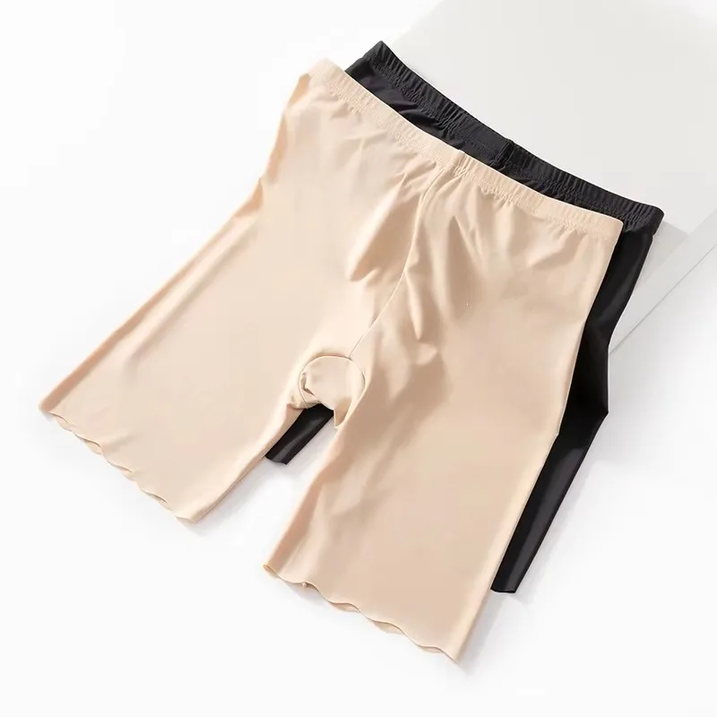 Women High Waist Safety Shorts Seamless Ice Silk Lightweight Stretch Anti Chafing Plus Size Daily Wear Under