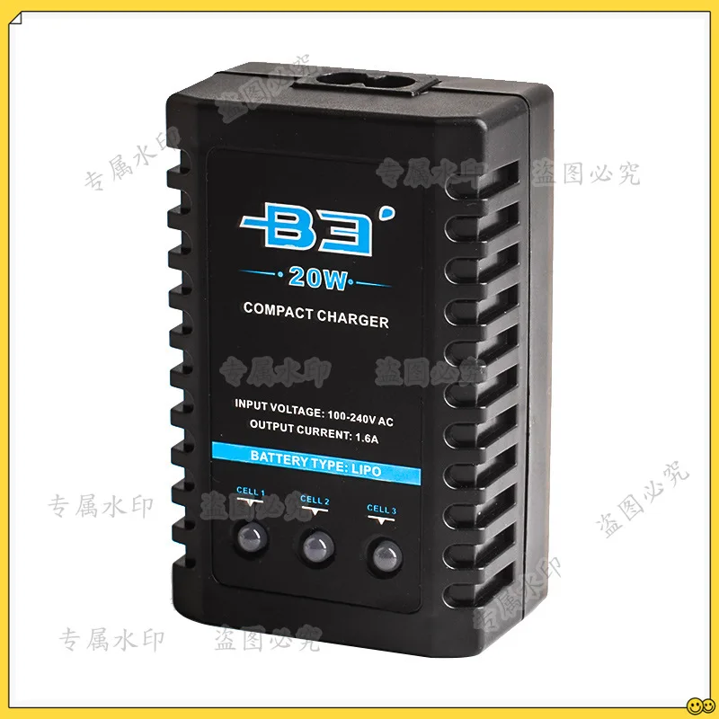 B3 charger model aircraft 2S-3S lithium battery, US/European 20W simple balance fast charging 7.4V 11.1V