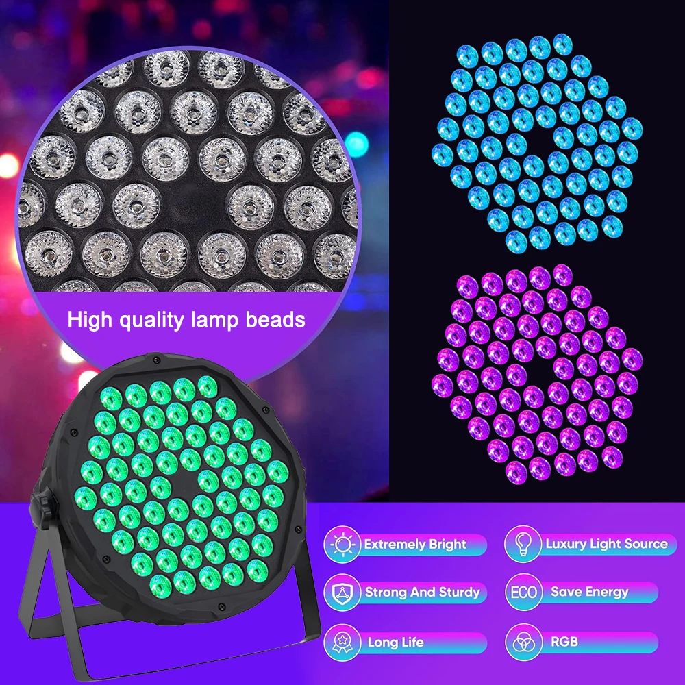 60LED Stage Light DMX 512 controllo vocale Par Light Projector per discoteca Party Holiday Christmas Bar Club Wedding Show Lights