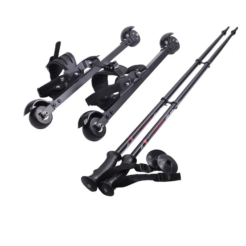 Carbon roller skates for outdoor sports with classic wheels and boots for snowboarding and skiing