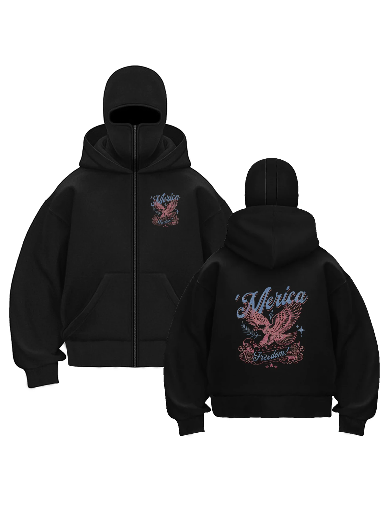 

Худи с двойным капюшоном и ретро-принтом, американский оверсайз свитшот в стиле стритвир, повседневная куртка для мужчин и женщин